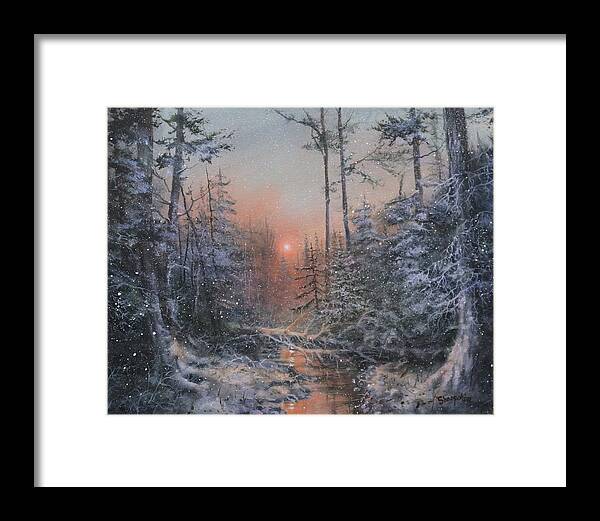 Winter Landscape Framed Print featuring the painting New Growth by Tom Shropshire