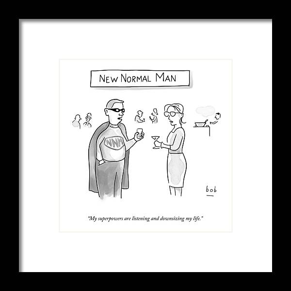 A25367 Framed Print featuring the drawing New Normal Man by Bob Eckstein