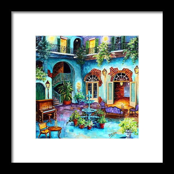 New Orleans Framed Print featuring the painting New Orleans Courtyard Phantasy by Diane Millsap