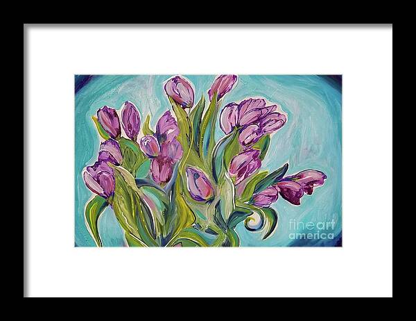 Tulips Framed Print featuring the painting New Tulips by Catherine Gruetzke-Blais