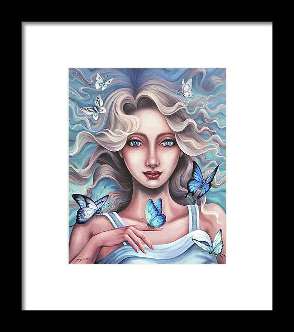 Butterfly Framed Print featuring the painting New Wings by Lucy West