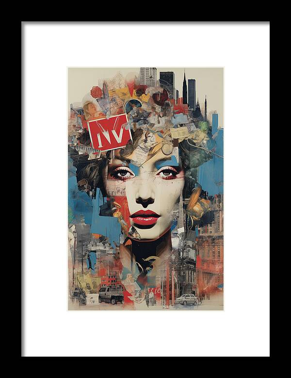 Digital Framed Print featuring the digital art New York Cover Girl by My Head Cinema