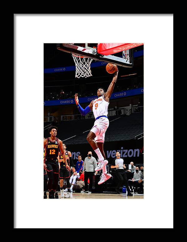 Rj Barrett Framed Print featuring the photograph New York Knicks v Atlanta Hawks by Scott Cunningham