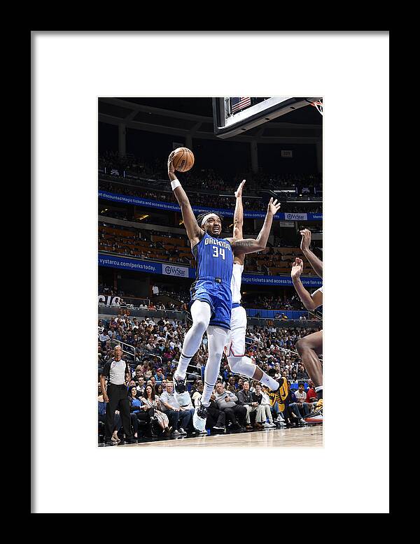 Wendell Carter Jr Framed Print featuring the photograph New York Knicks v Orlando Magic by Fernando Medina