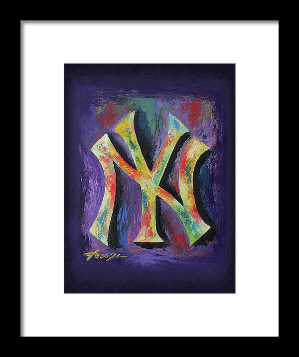 Baseball Framed Print featuring the painting New York Yankees Baseball by Dan Haraga