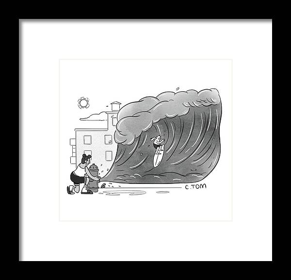 Captionless Framed Print featuring the drawing New Yorker July 6, 2022 by Colin Tom