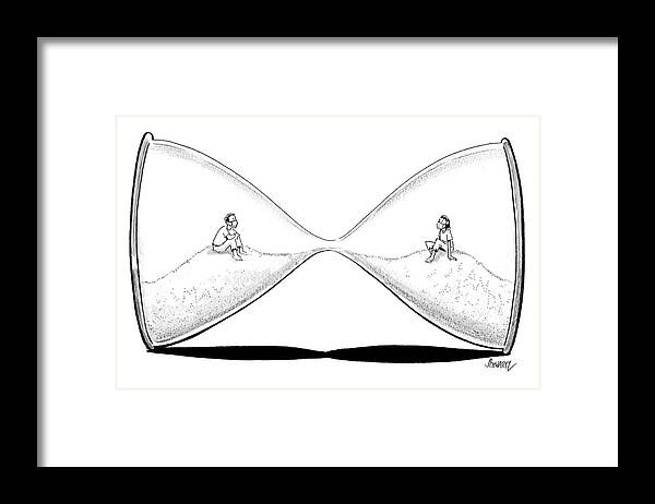 Hourglass Framed Print featuring the drawing New Yorker March 13, 2023 by Benjamin Schwartz