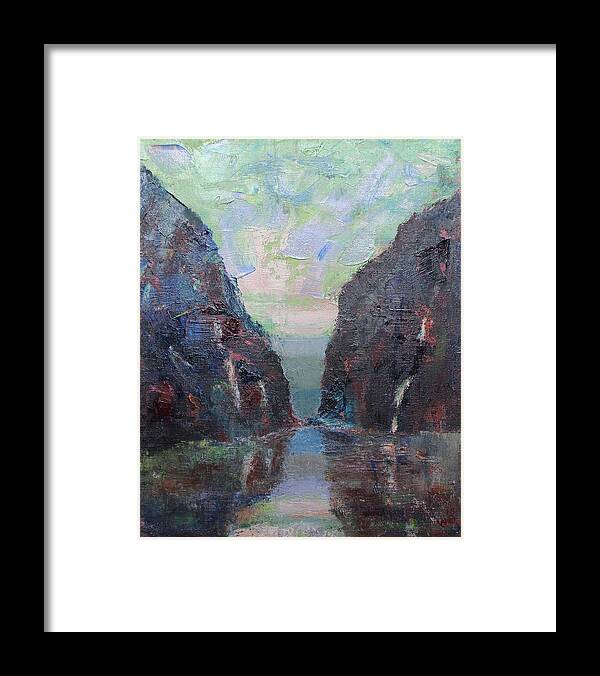 Fjord Framed Print featuring the painting New Zealand Memory by Vera Smith