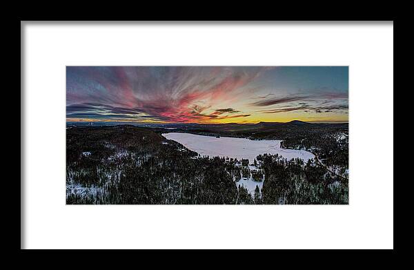2021 January Framed Print featuring the photograph Newark Pond Vermont Sunset by John Rowe