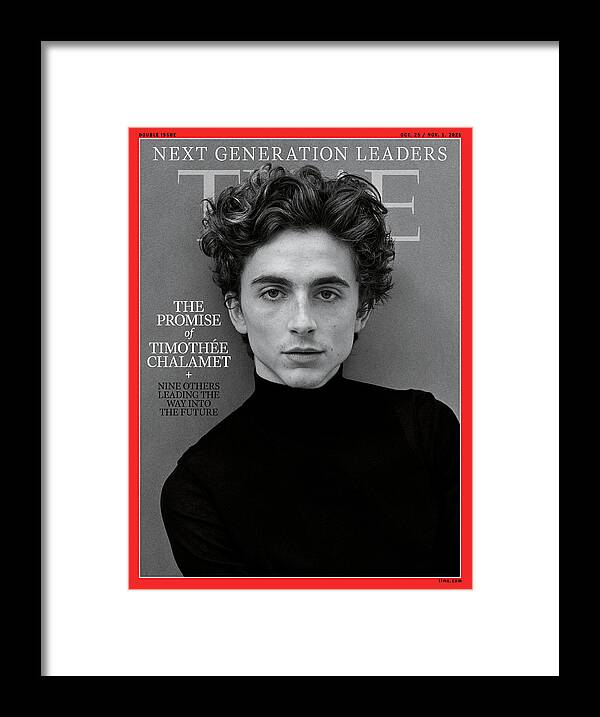 Next Generation Leader Framed Print featuring the photograph Next Generation Leaders - Timothee Chalamet by Photograph by Ruven Afanador for TIME