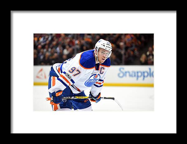 Playoffs Framed Print featuring the photograph NHL: MAY 10 2nd Round Game 7 - Oilers at Ducks by Icon Sportswire
