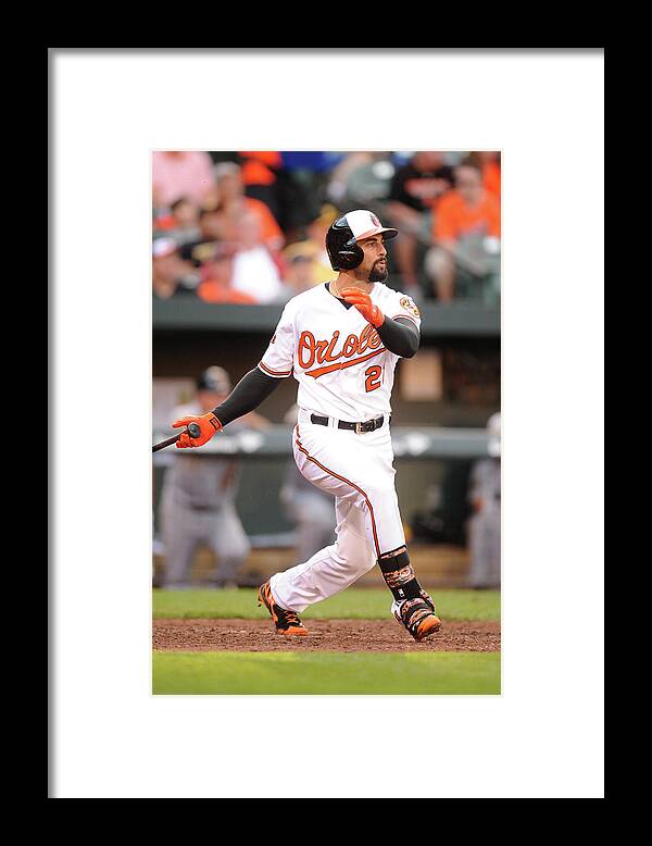 American League Baseball Framed Print featuring the photograph Nick Markakis by Mitchell Layton