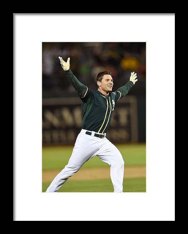 American League Baseball Framed Print featuring the photograph Nick Punto and John Jaso by Thearon W. Henderson