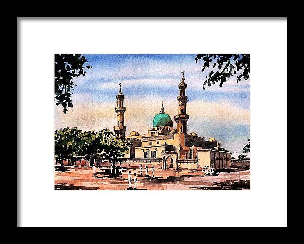  Framed Print featuring the painting NIGERIA, Kano Mosque 2 by Val Byrne