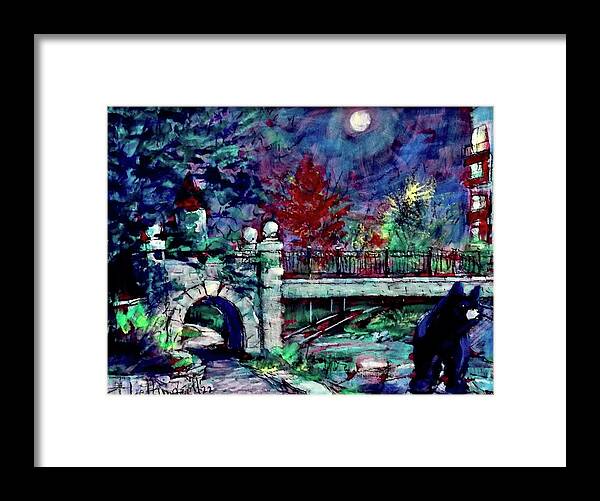 Painting Framed Print featuring the painting Night Bear by Les Leffingwell