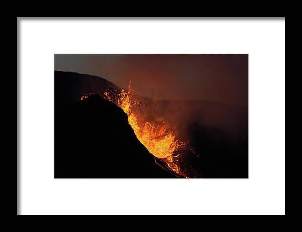 Volcano Framed Print featuring the photograph Night fire #1 by Christopher Mathews