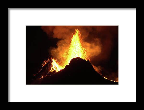 Volcano Framed Print featuring the photograph Night fire #2 by Christopher Mathews