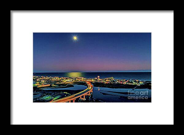 Moon Framed Print featuring the photograph Night Moon over Topsail by DJA Images