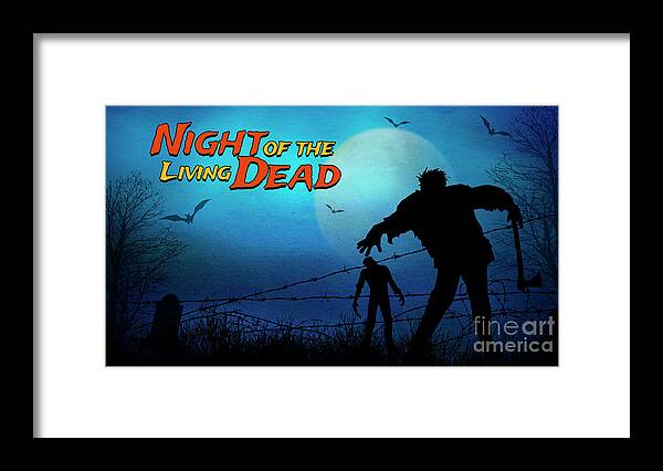 Living Framed Print featuring the digital art Night of the Living Dead by Peter Awax