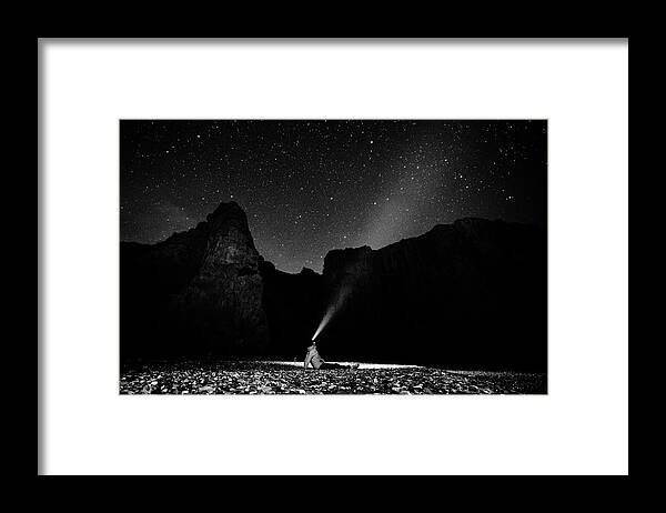 Black And White Framed Print featuring the photograph Night on earth 16 by George Vlachos