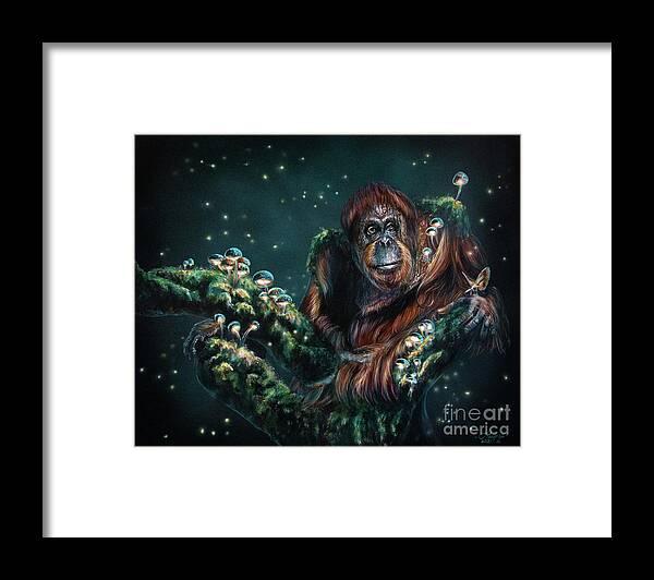 Orangutan Framed Print featuring the painting Nightlight by Lachri