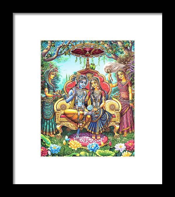 Krishna Framed Print featuring the painting Nikunj Rasa by Vrindavan Das