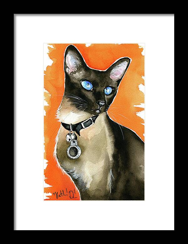 Siamese Framed Print featuring the painting Nina Siamese Cat Painting by Dora Hathazi Mendes