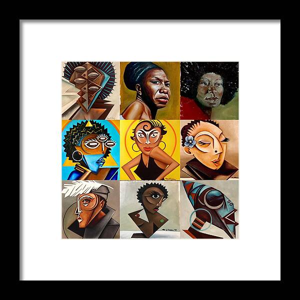 Images Of Nine Women Framed Print featuring the painting Nine Women by Martel Chapman