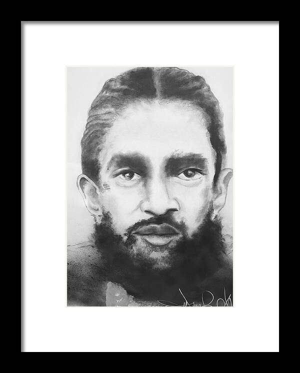  Framed Print featuring the drawing Nipsey by Angie ONeal