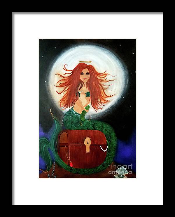 Mermaid Framed Print featuring the painting No Greater Treasure by Artist Linda Marie