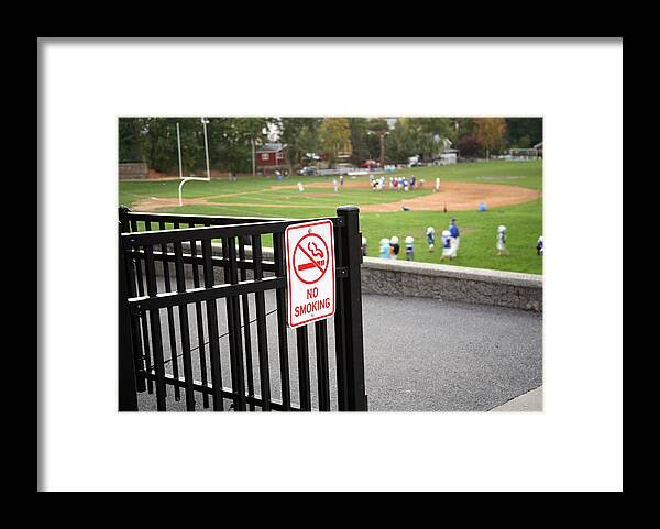 Grass Framed Print featuring the photograph No Smoking Sign by DougSchneiderPhoto