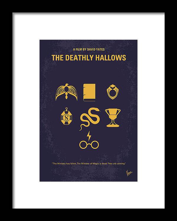 Deathly Hallows Framed Print featuring the digital art No101-7 My HP - DEATHLY HALLOWS minimal movie poster by Chungkong Art