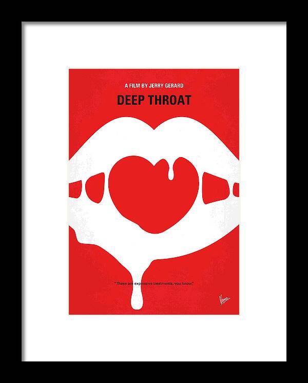 Deep Throat Framed Print featuring the digital art No1140 My Deep Throat minimal movie poster by Chungkong Art