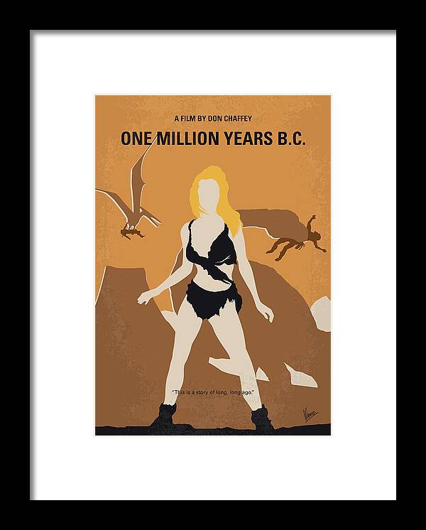 One Million Years Bc Framed Print featuring the digital art No1189 My One Million Years BC minimal movie poster by Chungkong Art