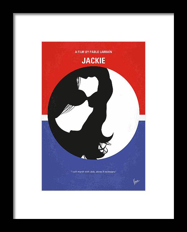 John F Kennedy Framed Print featuring the digital art No755 My Jackie minimal movie poster by Chungkong Art