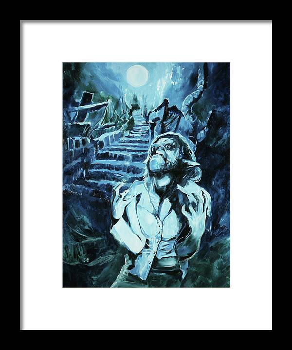 Werewolf Framed Print featuring the painting Nocturnal Werewolf Curse by Sv Bell