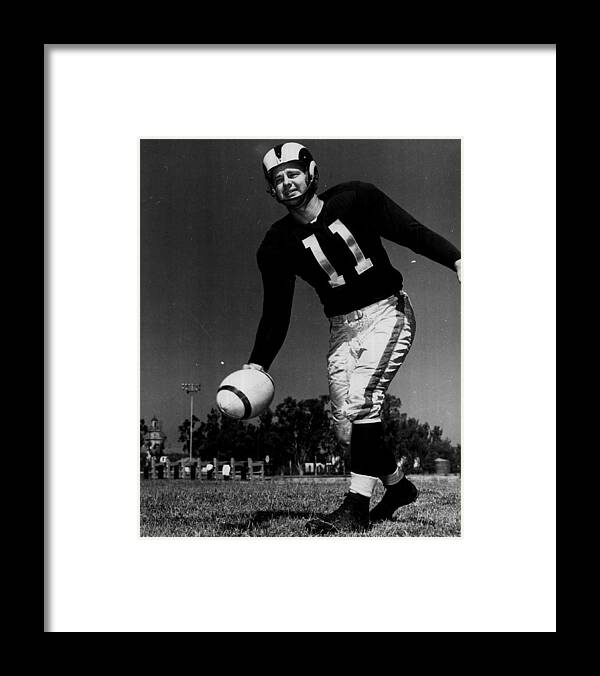1950-1959 Framed Print featuring the photograph Norm Van Brocklin - Los Angeles Rams by The Sporting News