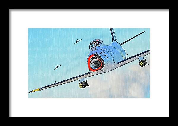 F86 Framed Print featuring the painting North American F-86 Sabre - 05 by AM FineArtPrints