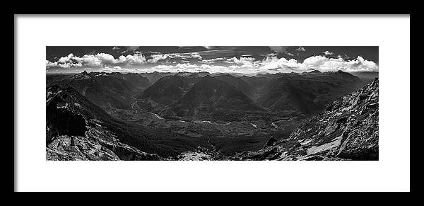 Black Framed Print featuring the photograph North Cascades Western Edge 2 Black and White by Pelo Blanco Photo