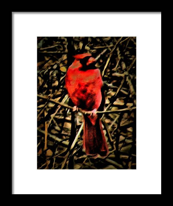 Cardinal Framed Print featuring the mixed media Northern Cardinal by Christopher Reed