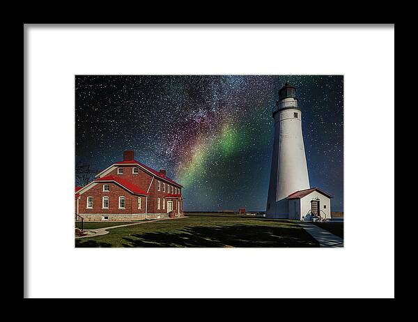 Northernmichigan Framed Print featuring the photograph Northern Sky Lighthouse IMG_3672 HRes by Michael Thomas