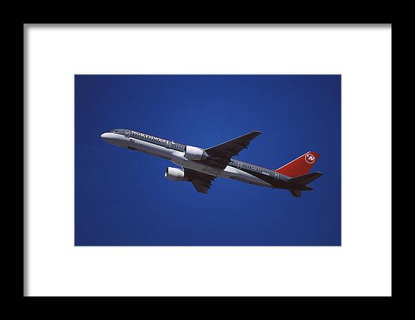 Northwest Airlines Framed Print featuring the photograph Northwest Airlines Boeing 757-251 by Erik Simonsen