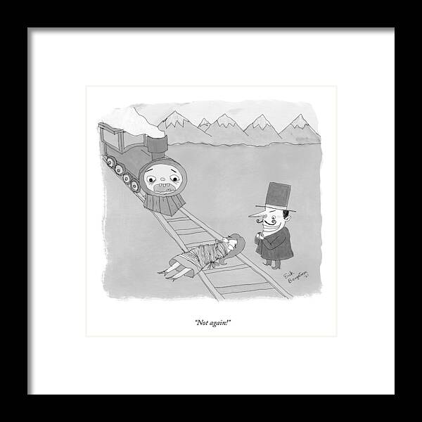 Not Again! Framed Print featuring the drawing Not Again by Erik Bergstrom
