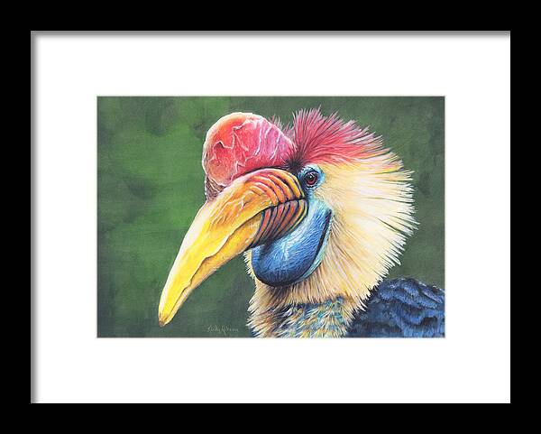 Hornbill Framed Print featuring the painting Striking by Kirsty Rebecca