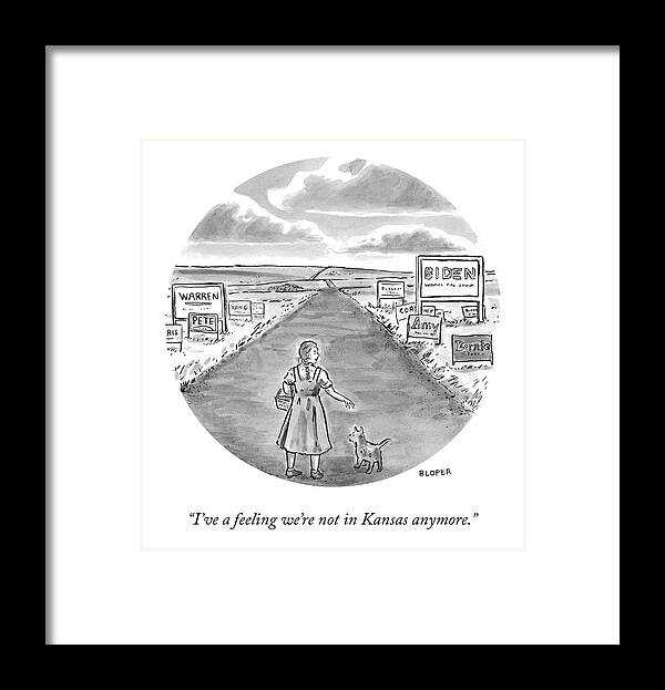 I've A Feeling We're Not In Kansas Anymore. Framed Print featuring the drawing Not In Kansas Anymore by Brendan Loper
