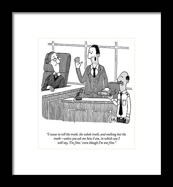 “i Swear To Tell The Truth Framed Print featuring the drawing Nothing but the Truth by Tom Chitty