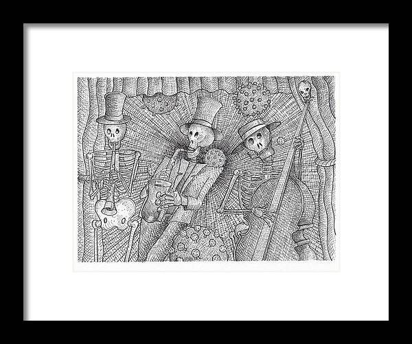 Bonz Framed Print featuring the drawing Nothing to fear by the Bonz Band by Gerry High
