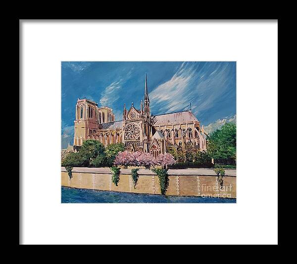 Notre Dame Framed Print featuring the painting Notre Dame by Merana Cadorette