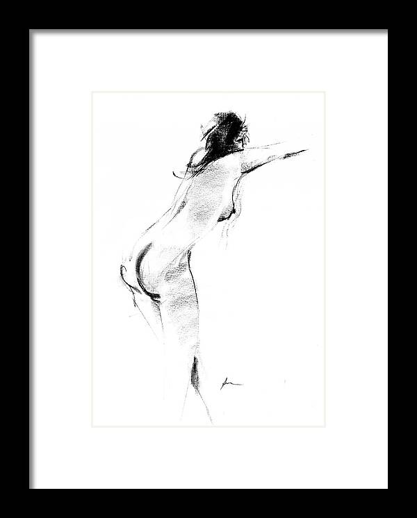 Nude Framed Print featuring the drawing Nude 012 by Ani Gallery