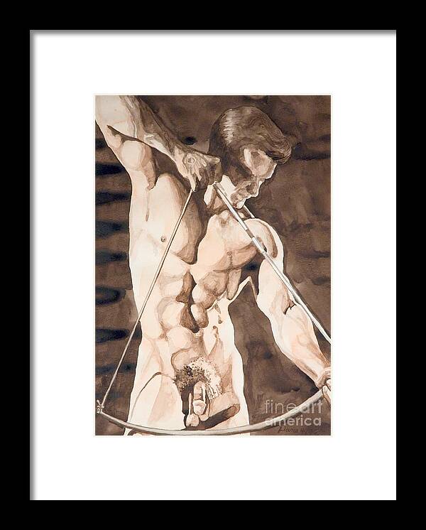 Archer Framed Print featuring the painting Nude Archer by The Artist Dana.